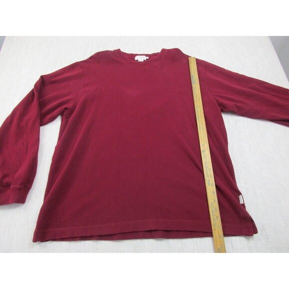 J.CREW‎ Sweatshirt Mens 2XL Burgundy Cotton Long Sleeve Crew Neck Slit Pullover - Picture 7 of 8